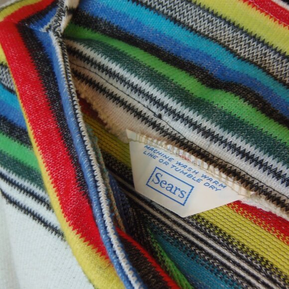Vintage Union Made Sears Sz Med Rainbow Striped Square Neck Tunic - Picture 3 of 9